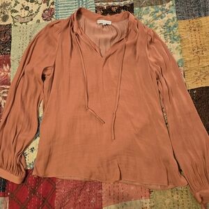 23. Maison D'Amelie Silky Orange Tie Front Blouse